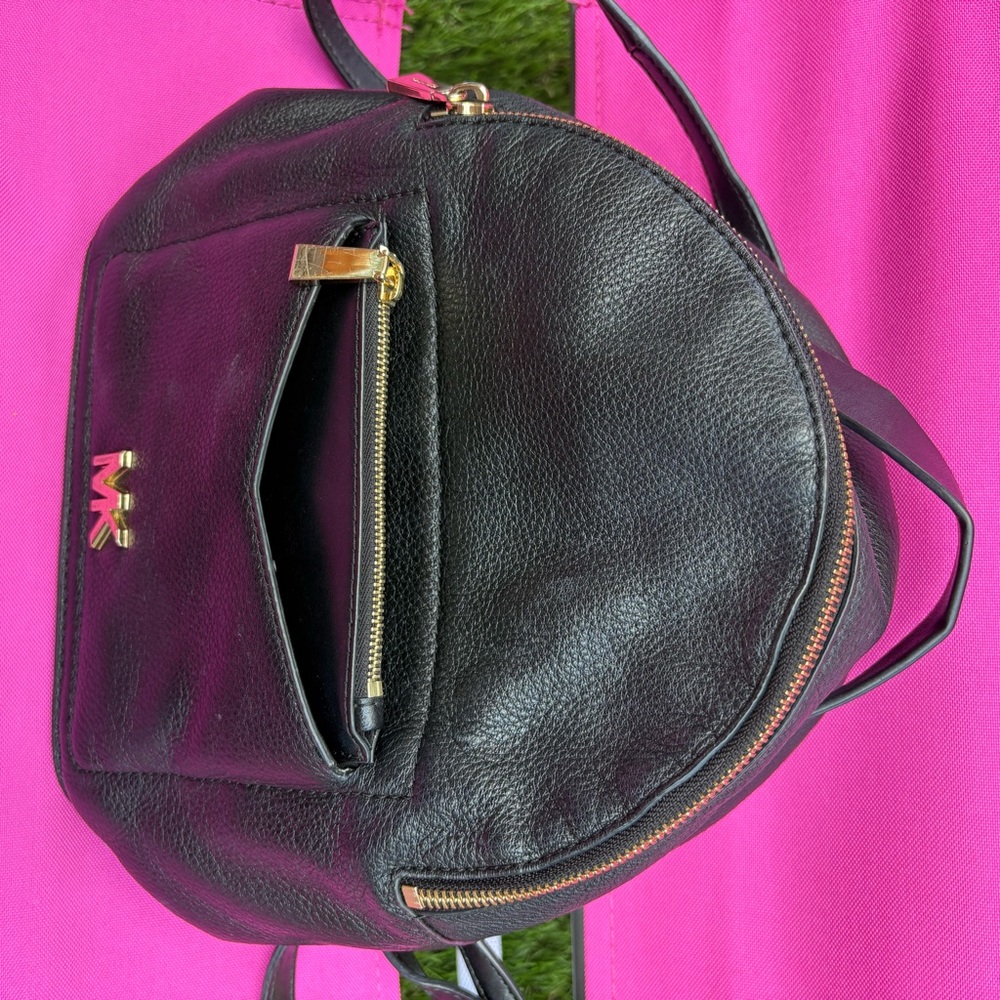 Michael Kors Black Pebbled Leather Mini Backpack with Gold Hardware - Picture 5 of 6